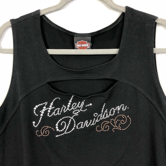 Black studded Harley Davidson top - Picture 2 of 7